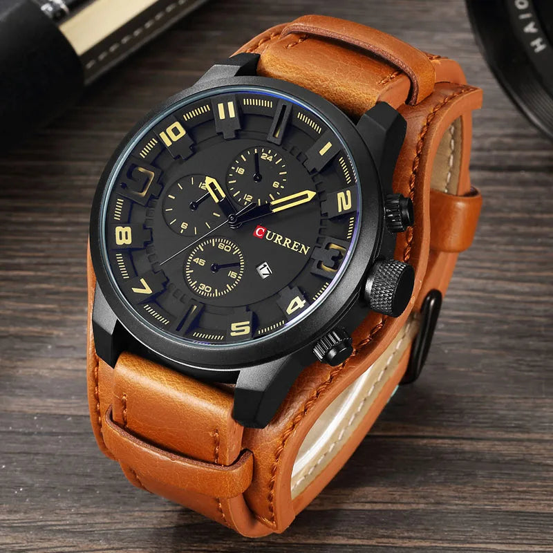 CURREN Luxury Brand Men Watch Leather Strap Fashion Casual Wristwatch