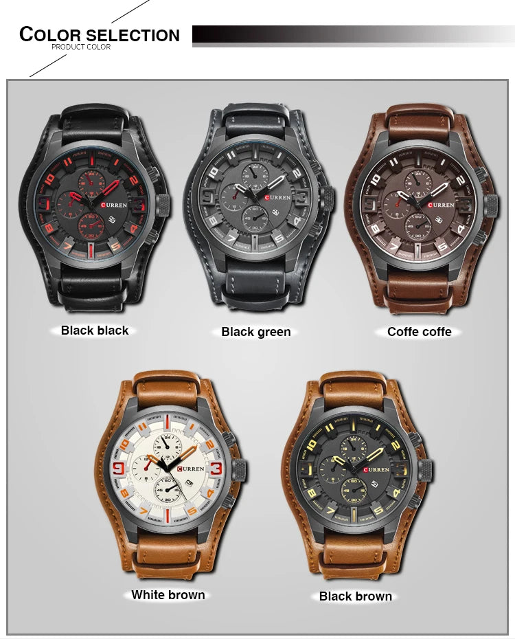 CURREN Luxury Brand Men Watch Leather Strap Fashion Casual Wristwatch