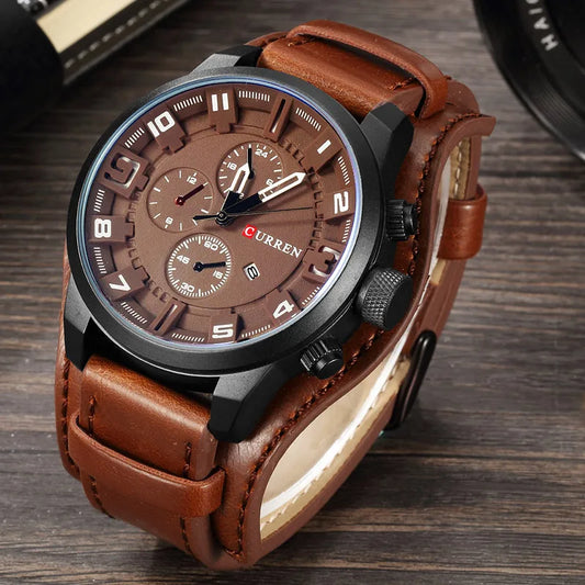 CURREN Luxury Brand Men Watch Leather Strap Fashion Casual Wristwatch