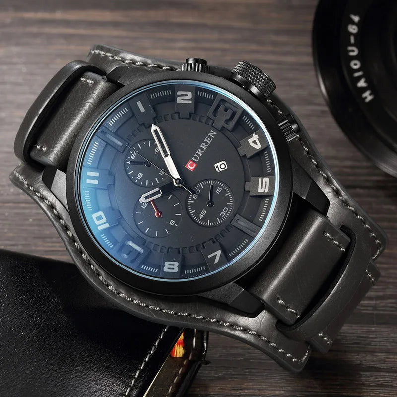 CURREN Luxury Brand Men Watch Leather Strap Fashion Casual Wristwatch