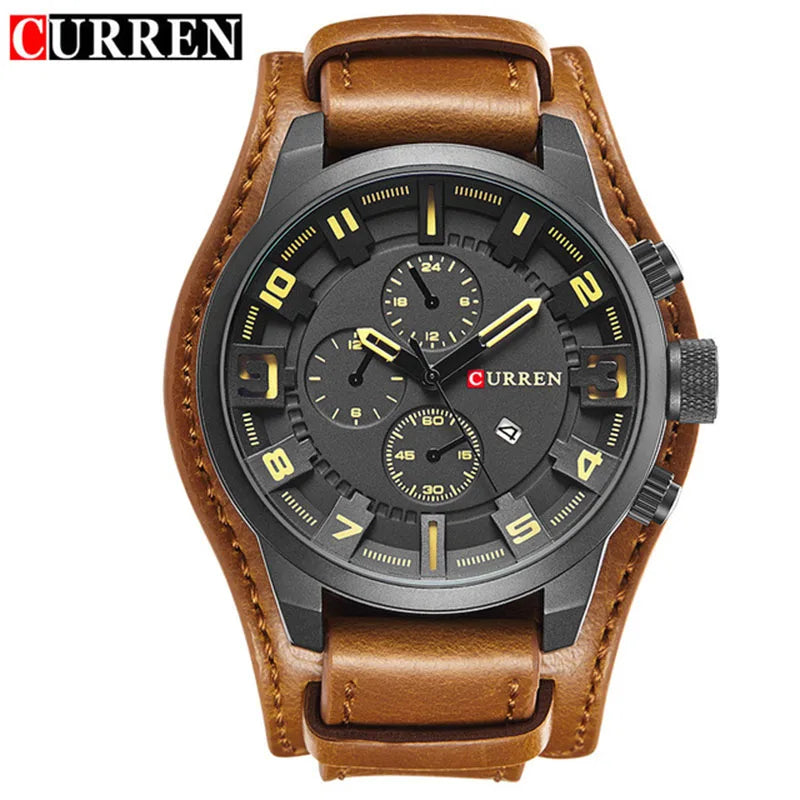 CURREN Luxury Brand Men Watch Leather Strap Fashion Casual Wristwatch