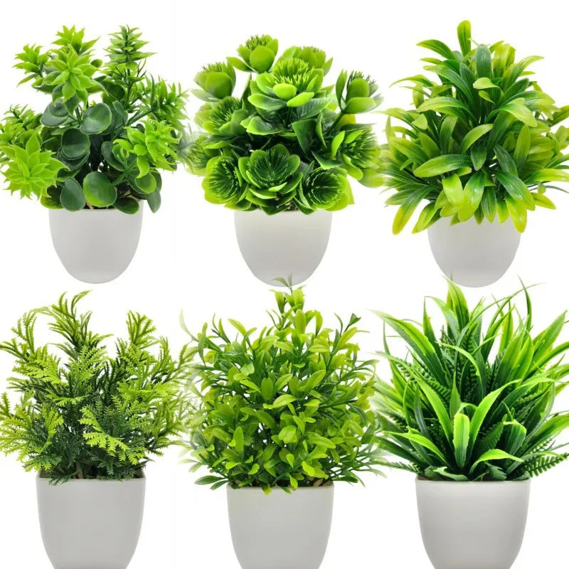 Artificial Plants with Plastics Pots Perfect Greenery for Home Decorations Office Desk Living Room and Bedroom