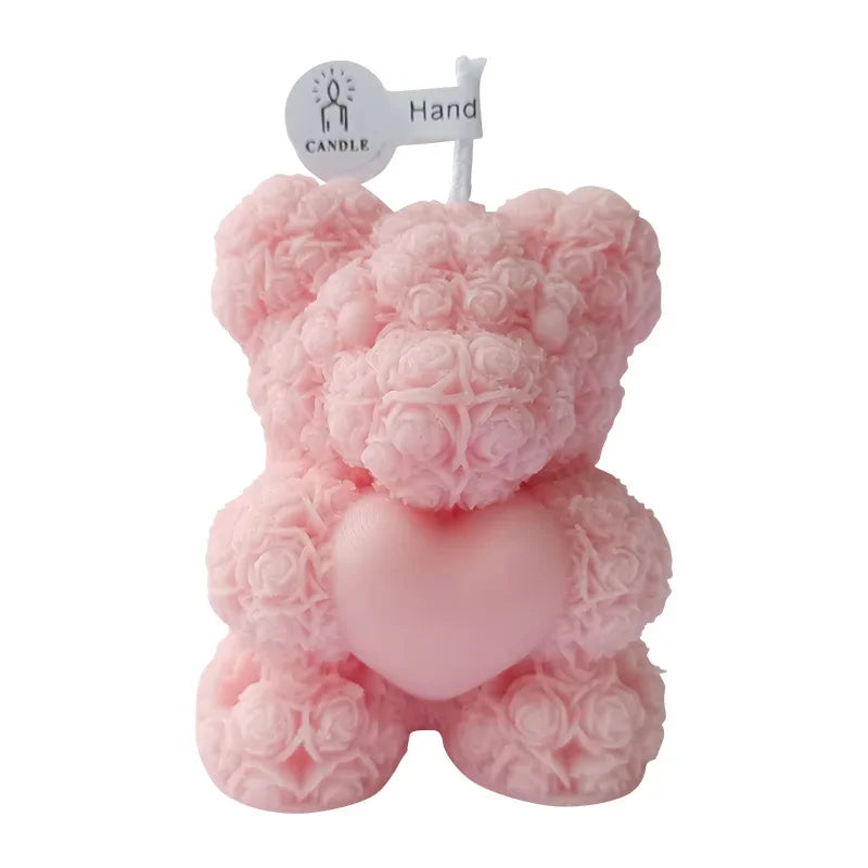 3D Rose Bear Aromatherapy Candles For Home Decoration Lovely Scented Candle Photography Props Festival Home Ornaments