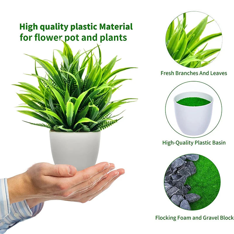 Artificial Plants with Plastics Pots Perfect Greenery for Home Decorations Office Desk Living Room and Bedroom