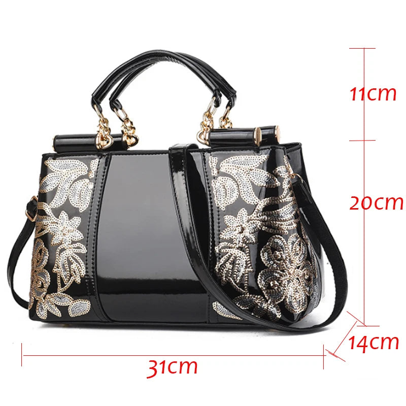 Leather Luxury Shiny Women Designer Large Capacity Handbag