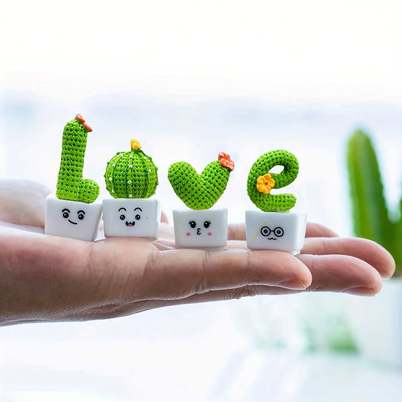 Resin Succulent Cactus Decor Set