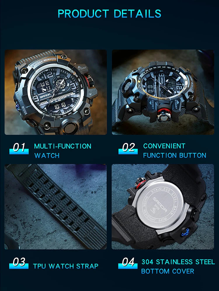 G Style New Men's Watches 50M Waterproof Shock Sports Military Quartz Watch For Male Digital Wristwatch 2024