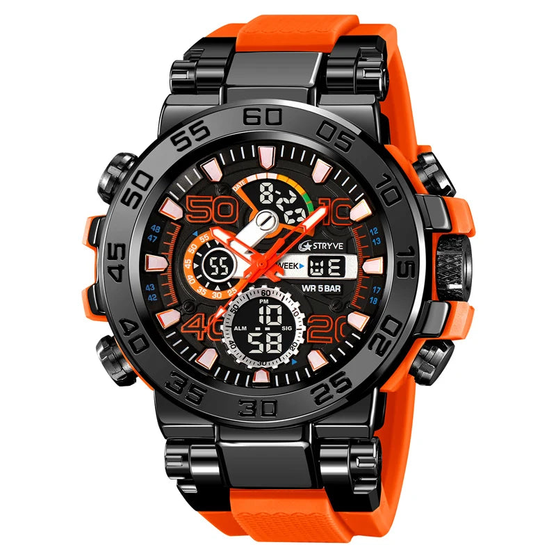 STRYVE Men watch Sport Waterproof Stopwatch Digital Analog Electronic