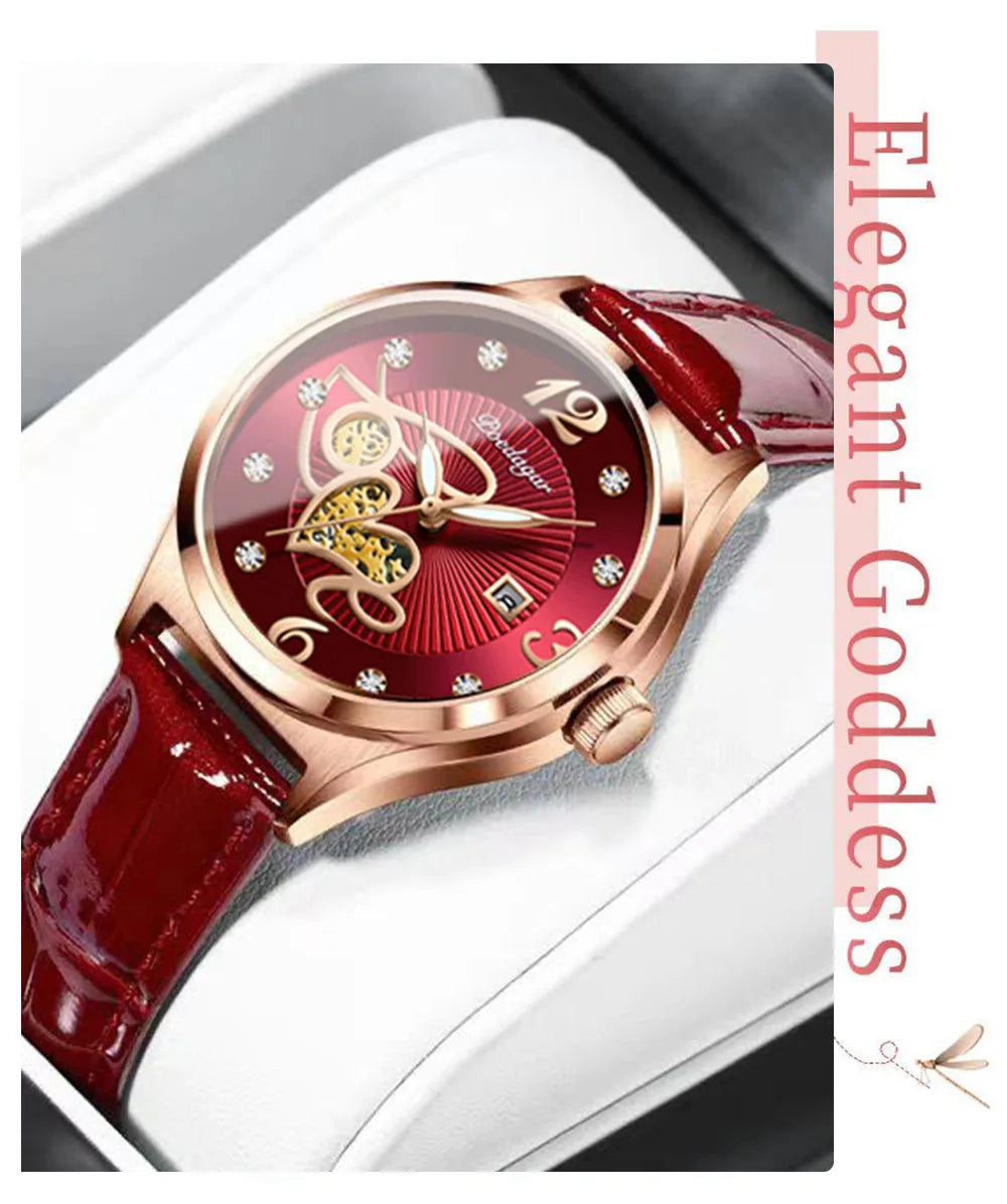 POEDAGAR Watch Female Luxury Elegant Casual Clock Waterproof Luminous Date Leather