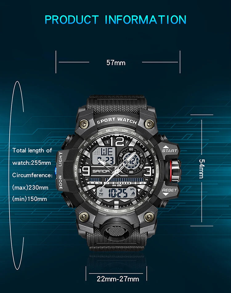 G Style New Men's Watches 50M Waterproof Shock Sports Military Quartz Watch For Male Digital Wristwatch 2024