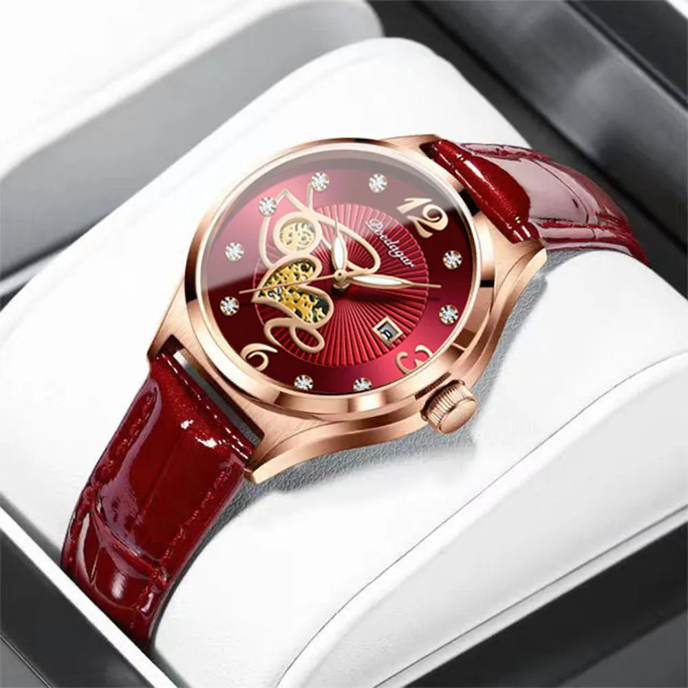 POEDAGAR Watch Female Luxury Elegant Casual Clock Waterproof Luminous Date Leather