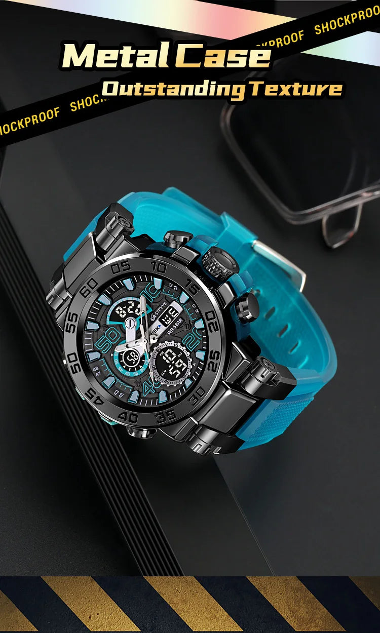 STRYVE Men watch Sport Waterproof Stopwatch Digital Analog Electronic